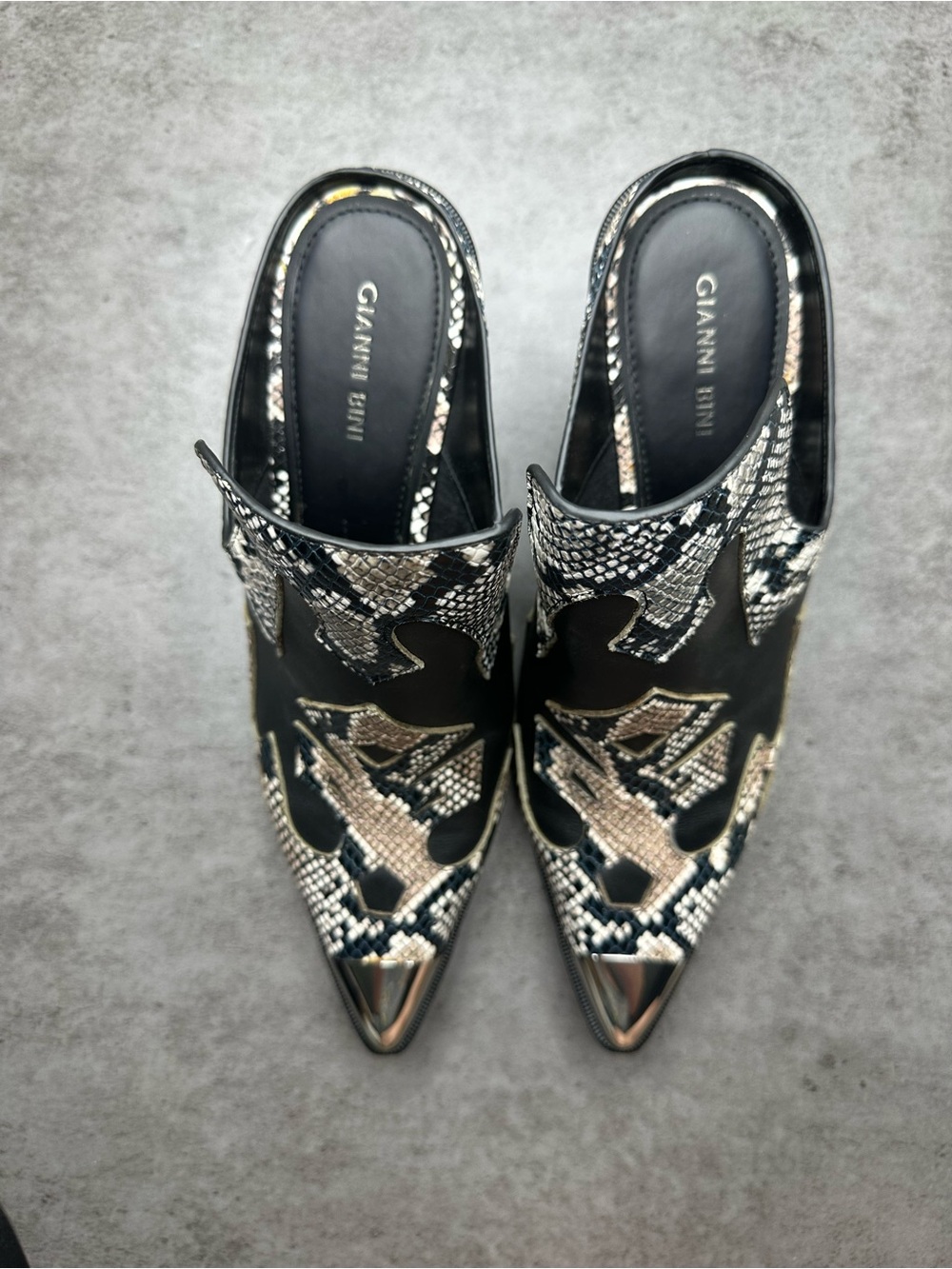 Gianni Bini Snakeskin Print Pointed Toe Block Heel Mule Size 10M NWT - Picture 3 of 8
